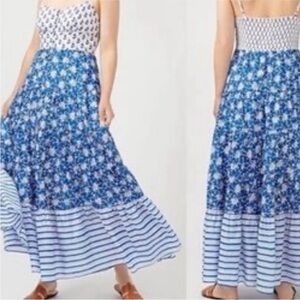 J. Crew Blue and White Striped Floral Maxi dress